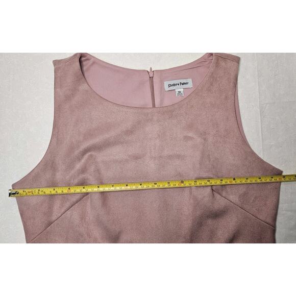 Shelby & Palmer Blush Pink Faux Suede Stretch Sheath Dress 14 Fringe Hem - Picture 6 of 9